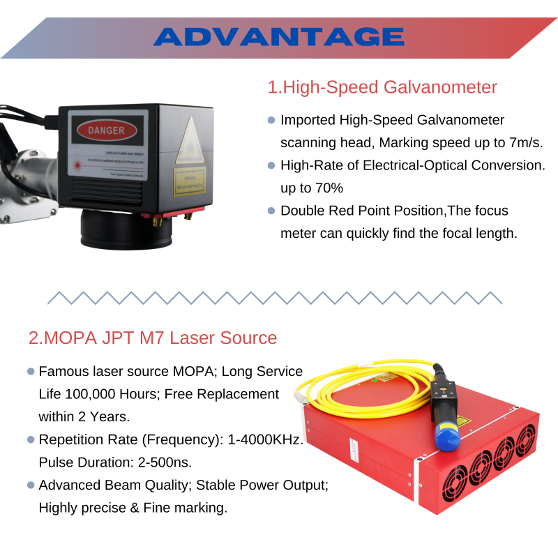 MCWlaser 30W/60W/80W/100W MOPA JPT M7 Fiber Laser Engraver Marking Machine