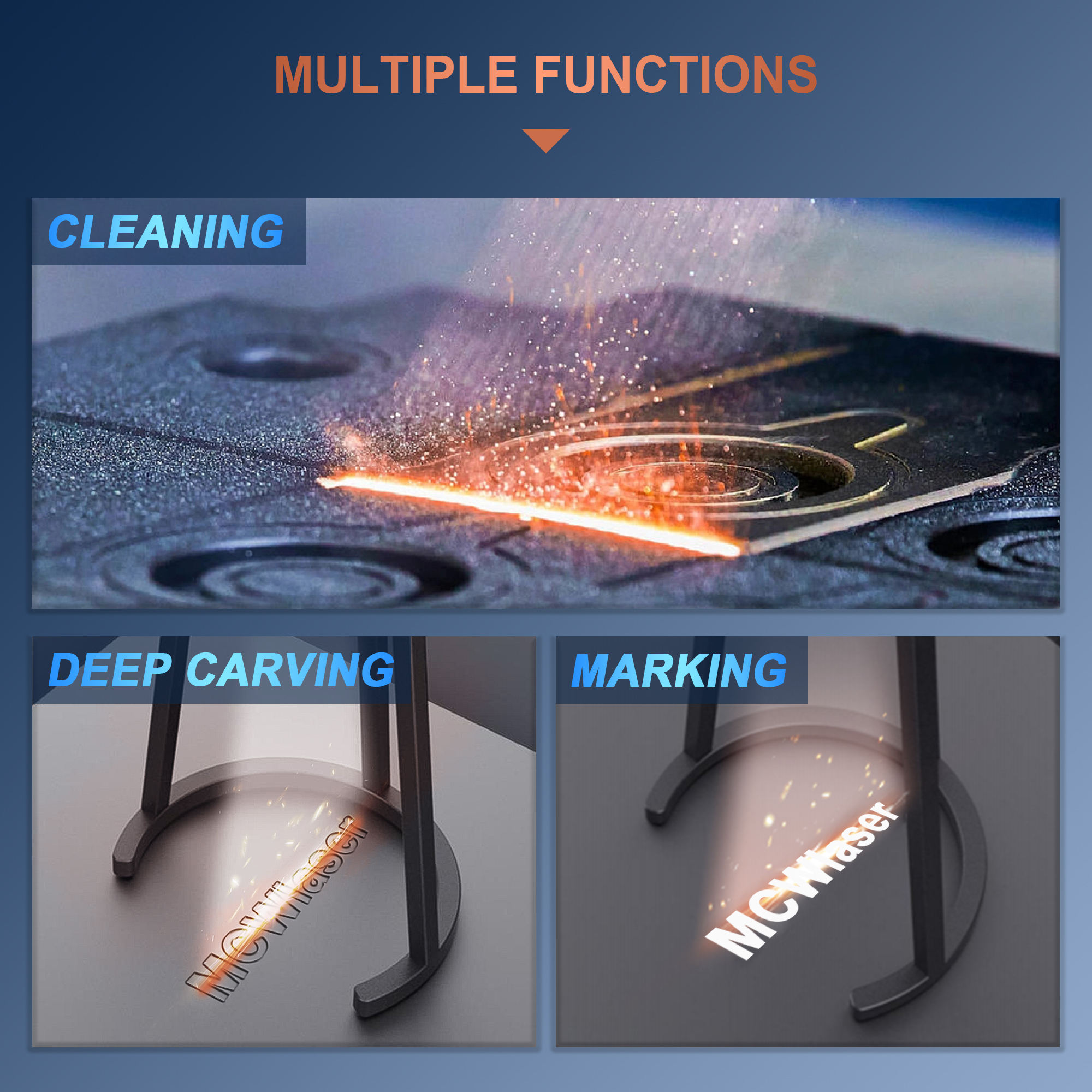 MCWlaser Pulsed Laser Cleaning Machine 100W Portable Laser Rust Removal Cleaner for Metal Laser Paint Removal Backpack Design