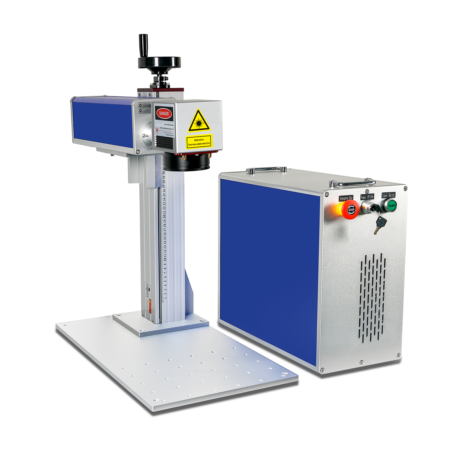 MCWlaser 20W/30W/50W Raycus Laser Engraver Split Type Fiber Marking Machine With 8.7” X 8.7“ Working Area & D80 Rotary Axis