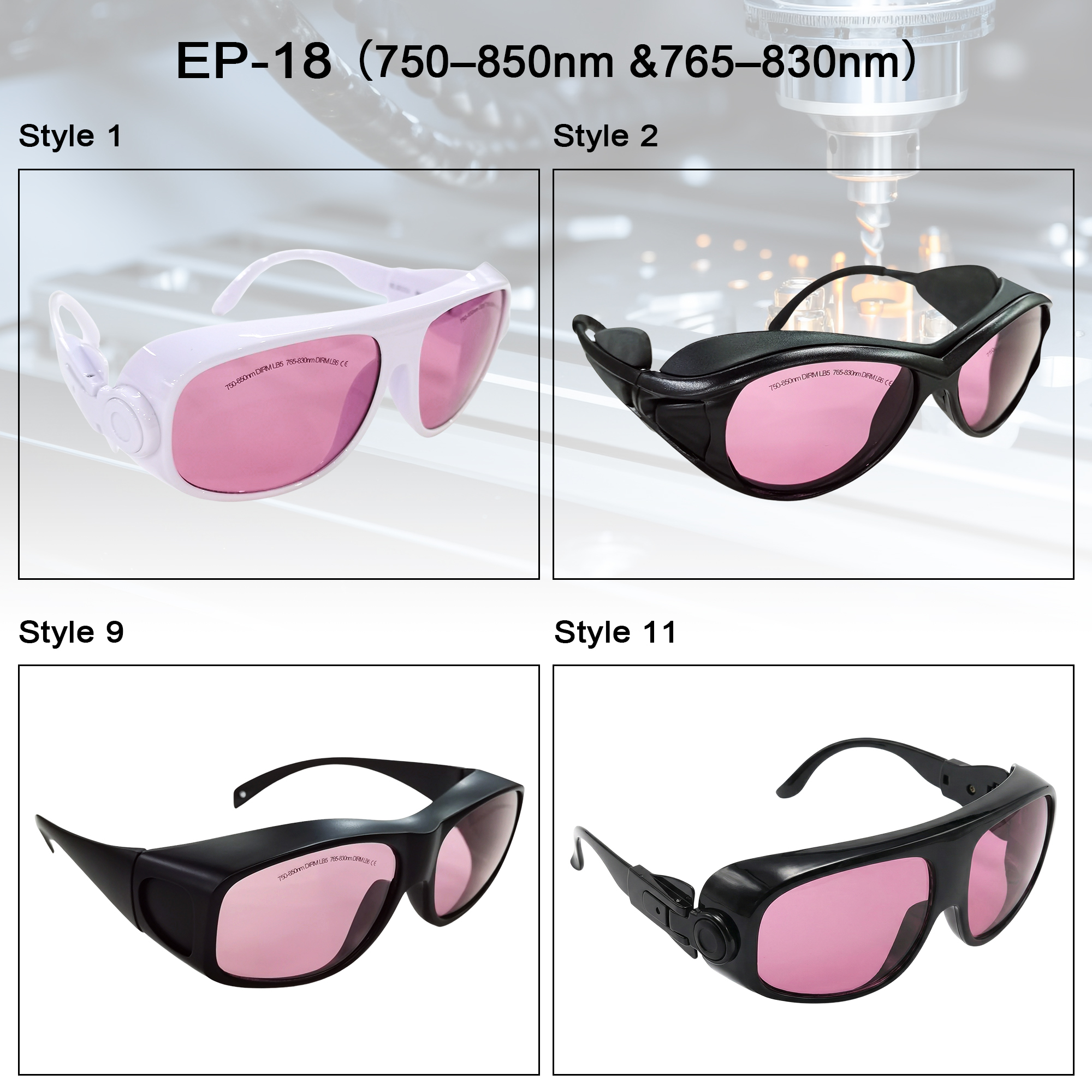 MCWlaser Laser Goggle 750-850 & 765-830nm Safety Protective Glasses Typical For 755nm 808nm Absorption Type EP-18