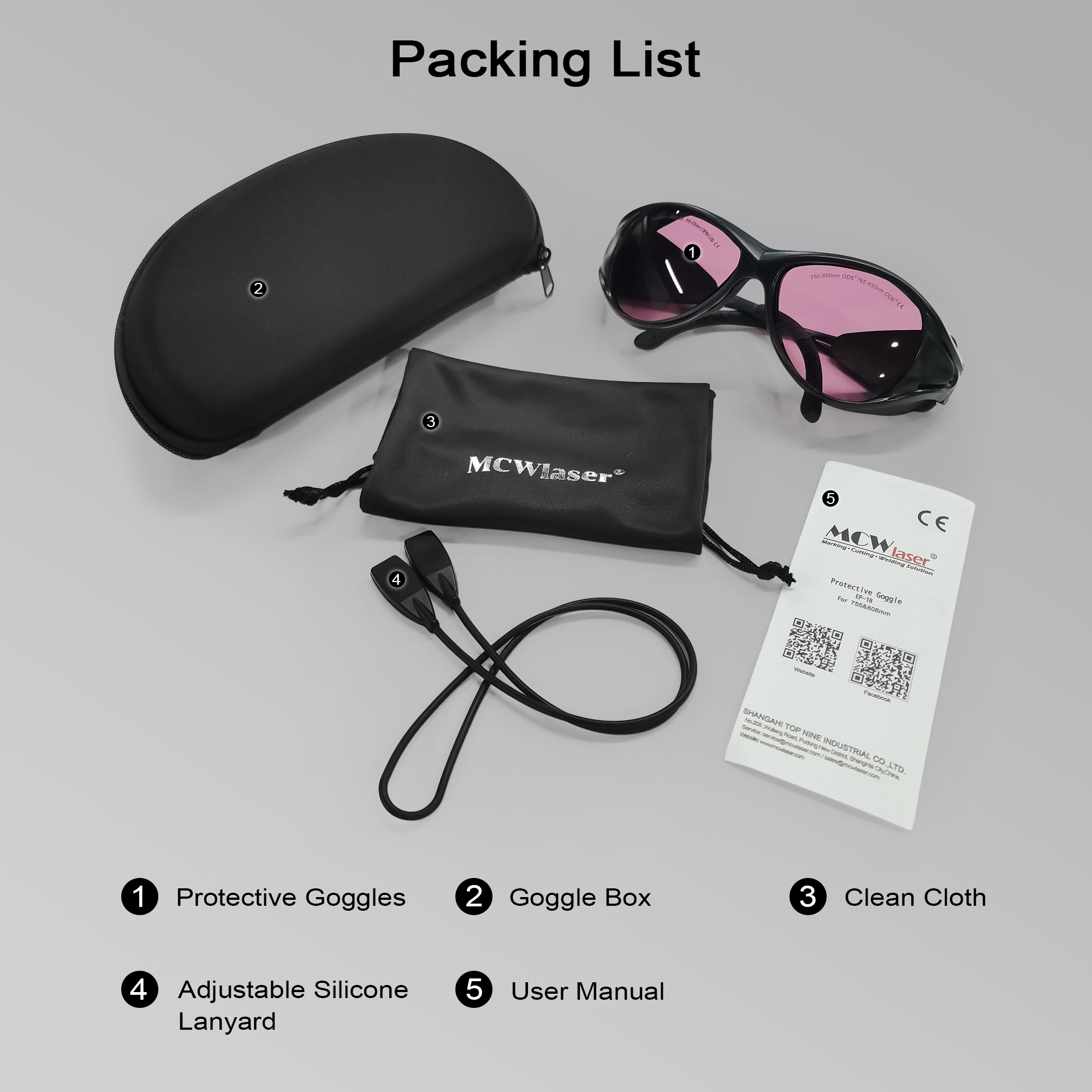 MCWlaser Laser Goggle 750-850 & 765-830nm Safety Protective Glasses Typical For 755nm 808nm Absorption Type EP-18
