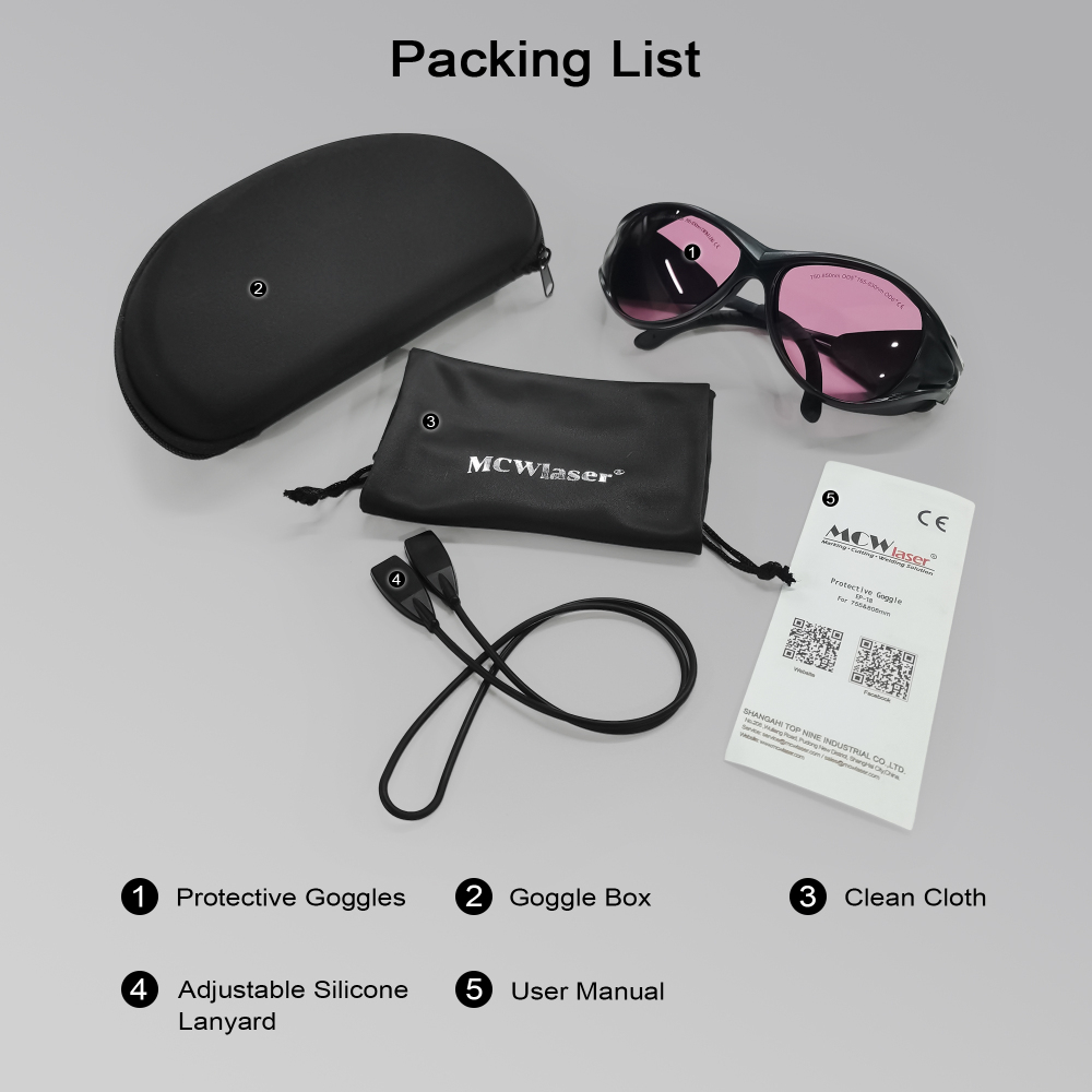 MCWlaser Laser Goggle 750-850 & 765-830nm Safety Protective Glasses Typical For 755nm 808nm Absorption Type EP-18