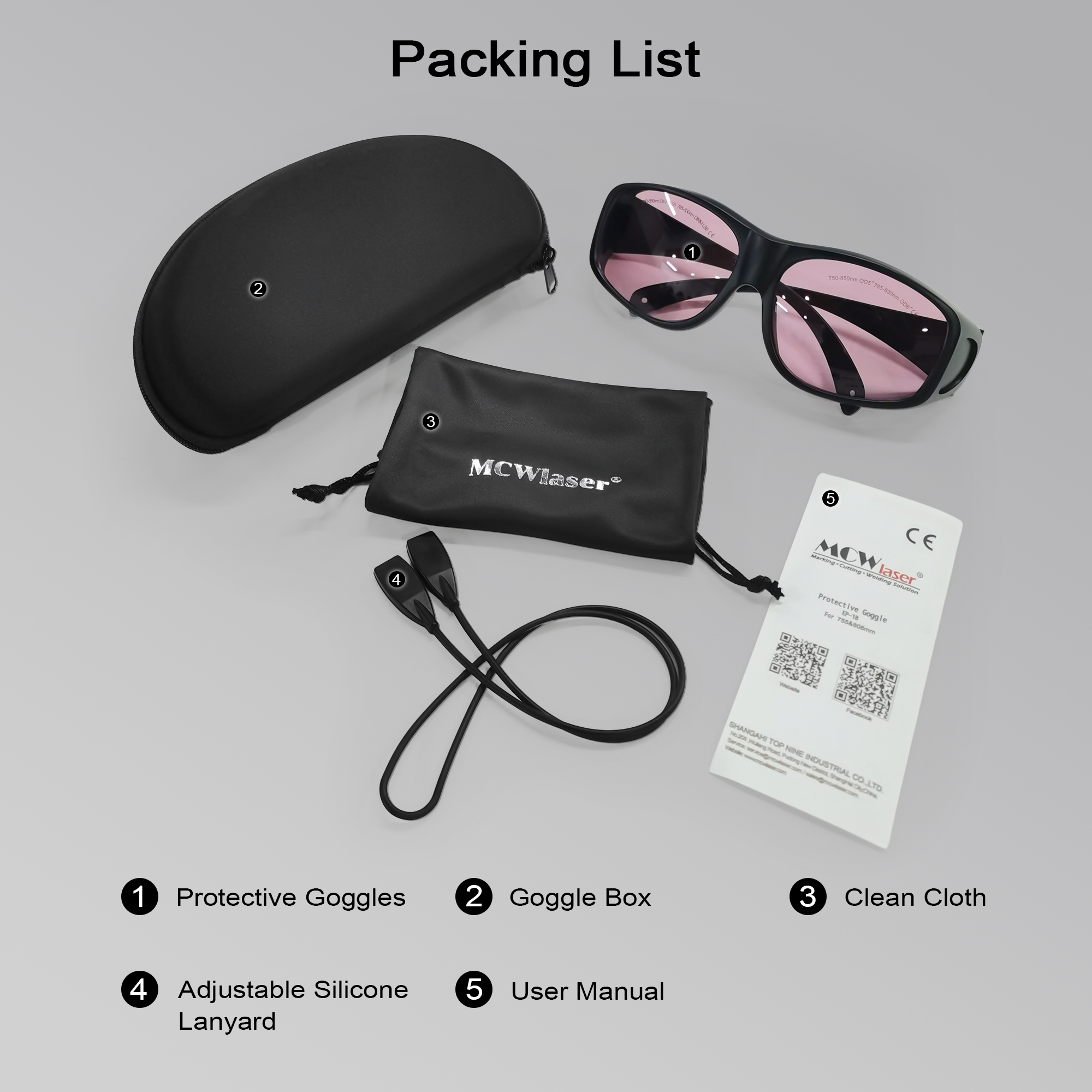 MCWlaser Laser Goggle 750-850 & 765-830nm Safety Protective Glasses Typical For 755nm 808nm Absorption Type EP-18