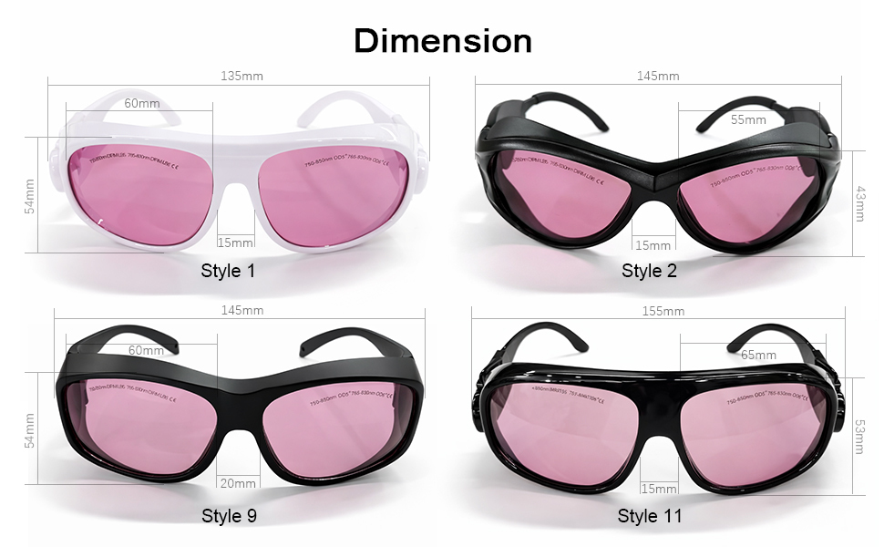 MCWlaser Laser Goggle 750-850 & 765-830nm Safety Protective Glasses Typical For 755nm 808nm Absorption Type EP-18