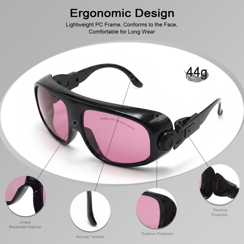 MCWlaser Laser Goggle 750-850 & 765-830nm Safety Protective Glasses Typical For 755nm 808nm Absorption Type EP-18