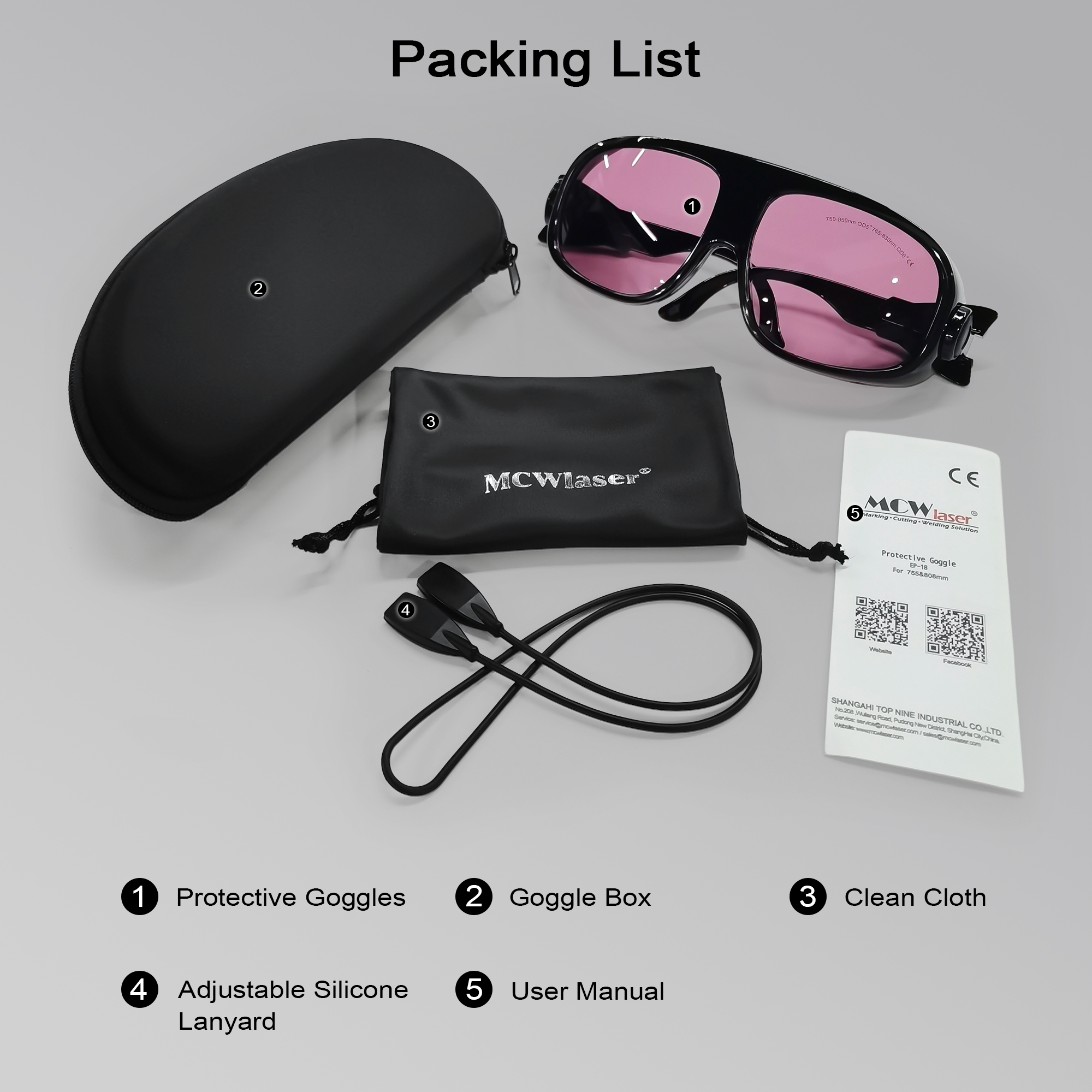 MCWlaser Laser Goggle 750-850 & 765-830nm Safety Protective Glasses Typical For 755nm 808nm Absorption Type EP-18