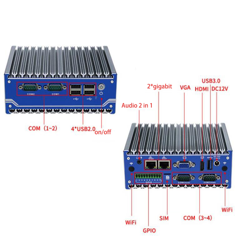 Fanless Mini Desktop Industrial Computer J1900 Rail with GPIO