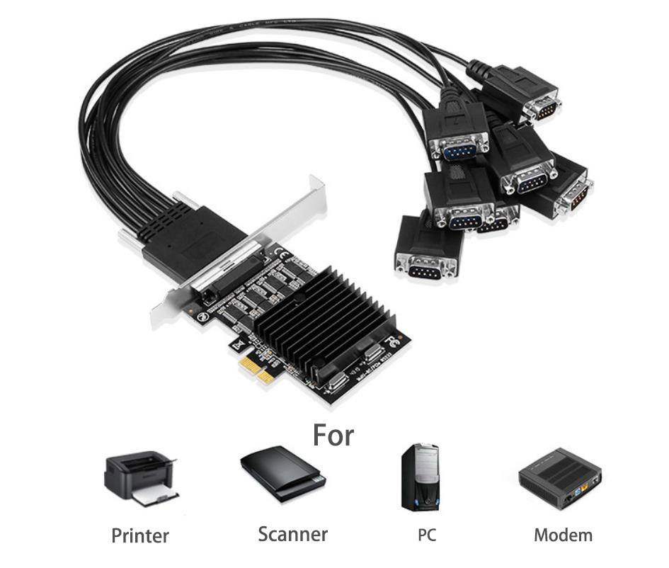 Industrial Automation 8 in 1 Drag Cable PCIE 1 to 8 Serial Ports RS232