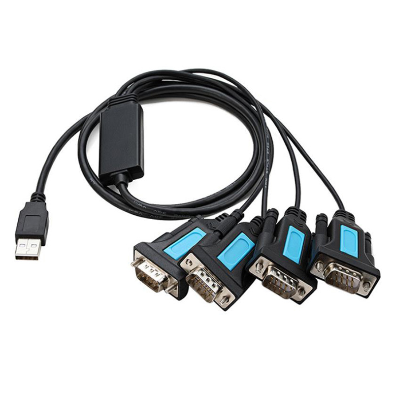 USB to RS232 Serial Port Computer Adapter Cable One Driven Four DB9 Pin