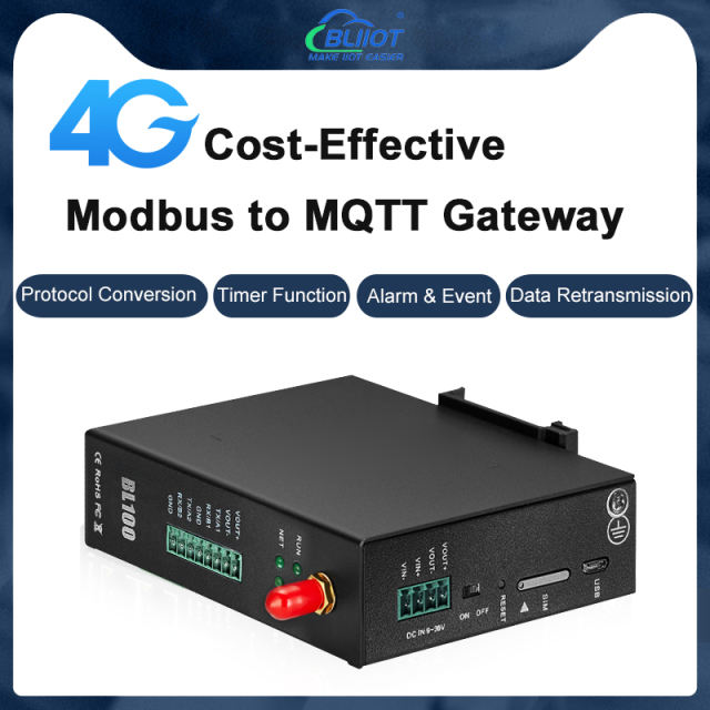 Modbus RTU to MQTT Protocol Converter RS485 to 4G Gateway for Data to Cloud