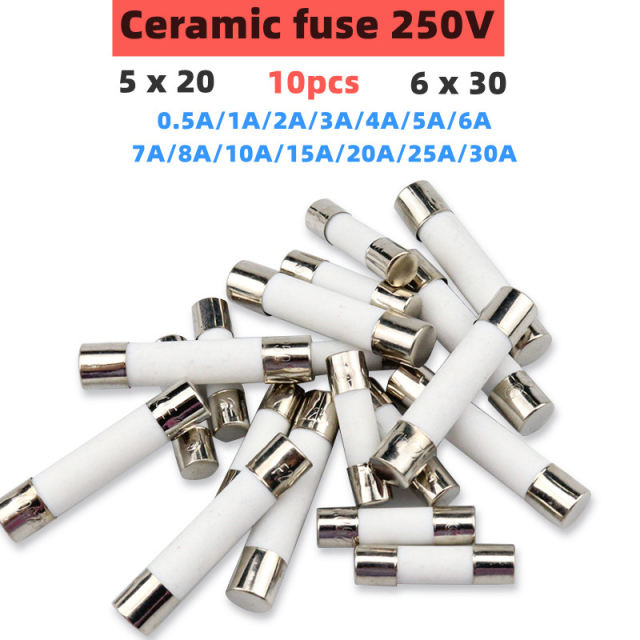 100pc/lot One Sell 5*20mm 6*30mm Fast Blow Tube Fuses mm 250V 30A AMP