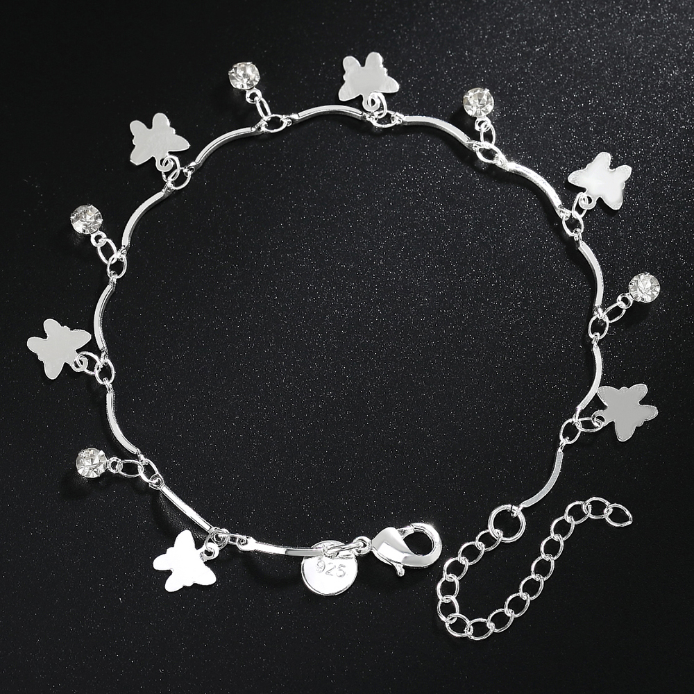 Factory direct sales 925 Stamp Silver color zircon butterfly Bracelets for Women elegant Fashion Wedding Party Gift fine Jewelry