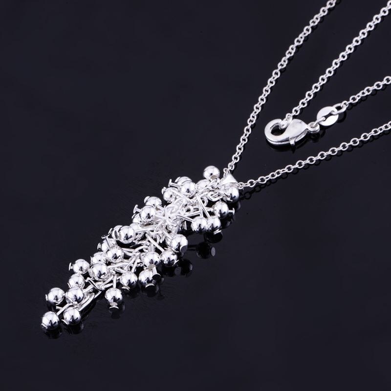 Hot charm 925 Stamp Silver color Grape beads Pendant Necklace For Women  gifts high quality Fashion party wedding Jewelry