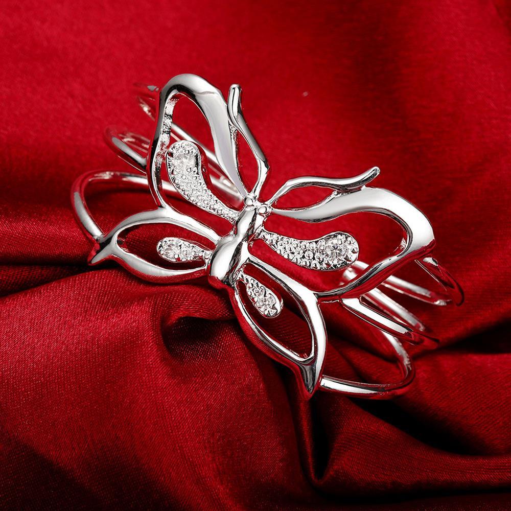 925 Stamp Silver color AAA Zircon big Butterfly wide bangles Bracelets for Women adjustable Jewelry Fashion wedding Party Gifts