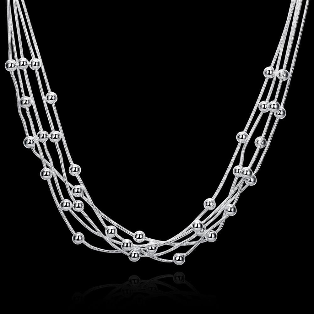 Fashion luxury 925 Stamped Silver color Smooth Beads Necklace For Women fine lady party Jewelry gift Wedding chain necklace