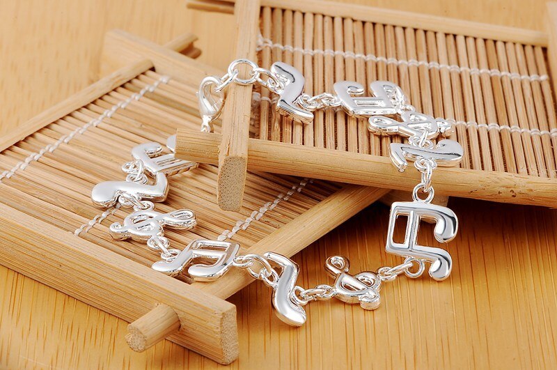 Factory direct fashion 925 Stamp Silver color Bracelet for woman Music notation chain fine Luxury jewelry Wedding party gifts