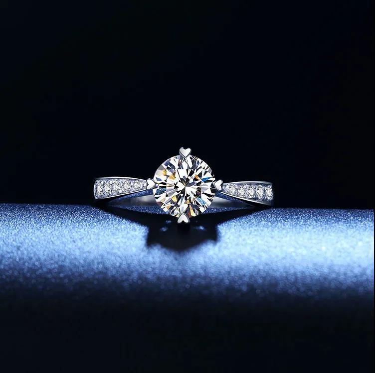 Luxury shining crystal 925 Stamp Silver color diamond ring Beautiful lady heart Ring pretty fashion Wedding Party women jewelry