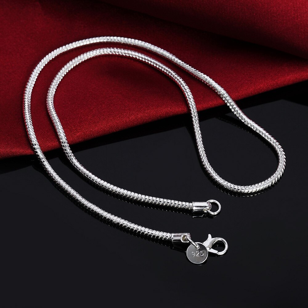 classic 925 Stamp Silver color 1MM/2MM solid Snake Chain Necklace For Men Women Necklaces Fashion party Jewelry for pendant
