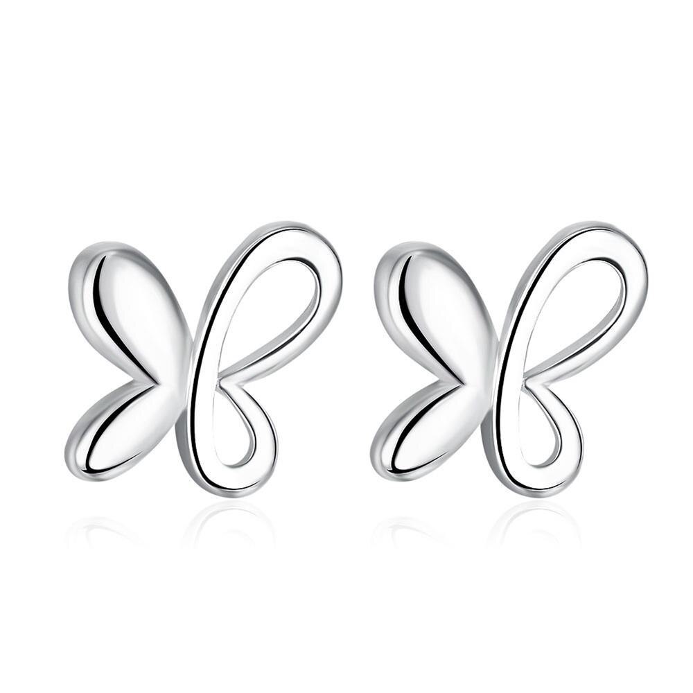 New fashion 925 Silver Color Earrings for Women All-match trend Butterfly earrings Ear studs Christmas Gifts party Jewelry