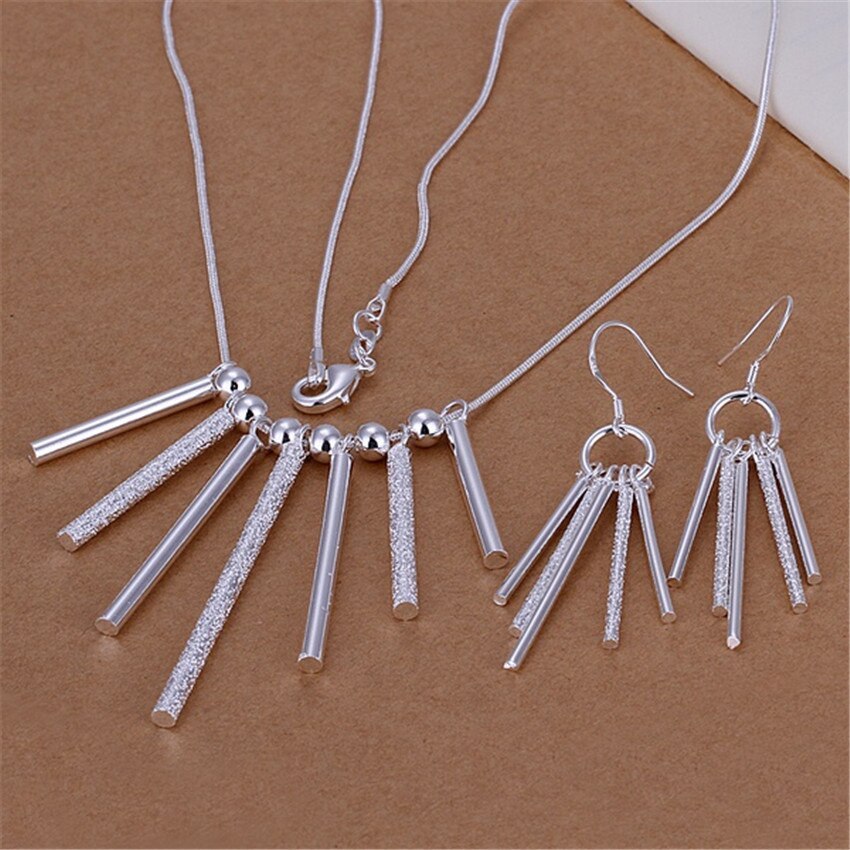 Special offer 925 Stamp Silver color Jewelry sets fine classic earring stud necklace for women Fashion Party wedding Gift