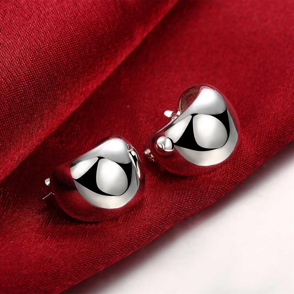New charm 925 Stamp Silver color Earring Fashion Smooth round Earrings for Women classic Jewelry Wedding party Birthday Gifts