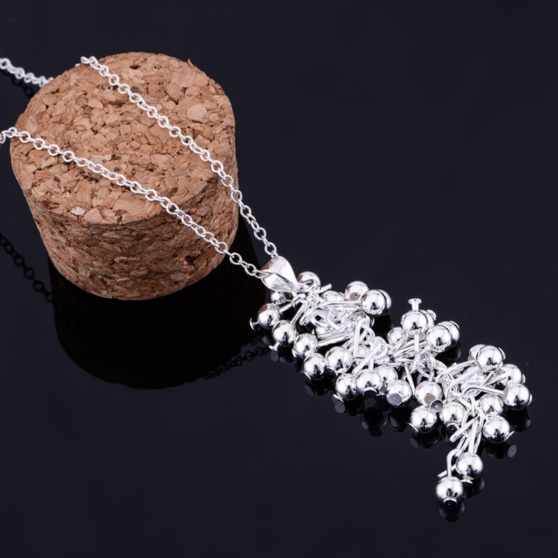 Hot fashion 925 Stamp Silver color fine Grape beads pendant Jewelry set earrings necklaces for women wedding party gifts