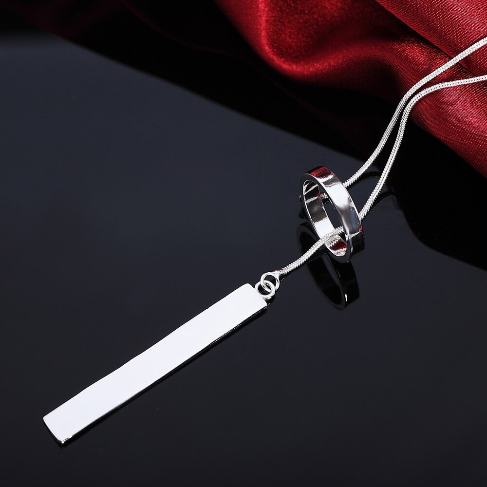Factory direct 925 Stamp Silver color Necklace For Women Wedding Jewelry 18 inches Creative Round Pendant fashion Christmas gift