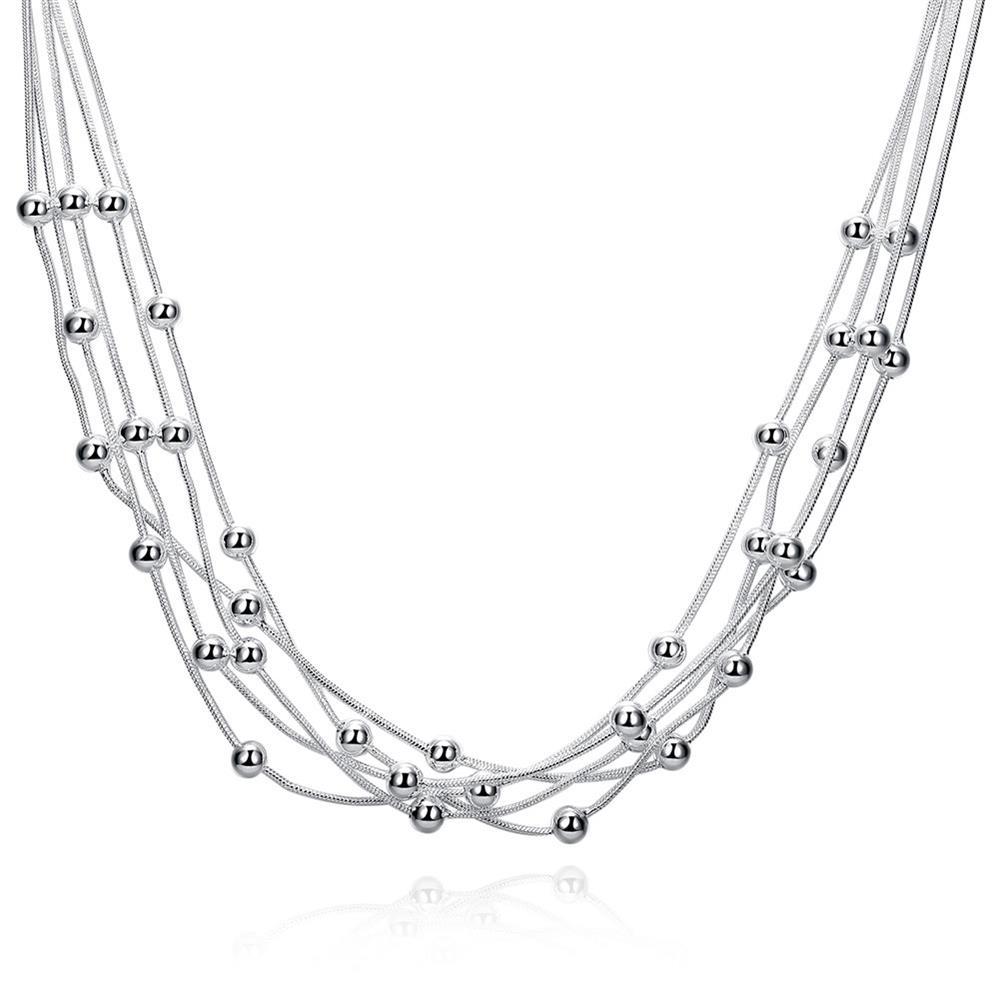 Fashion luxury 925 Stamped Silver color Smooth Beads Necklace For Women fine lady party Jewelry gift Wedding chain necklace
