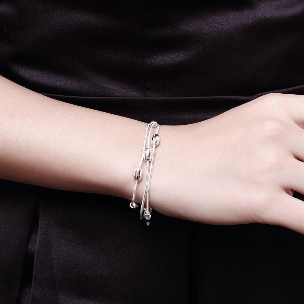 Factory outlets fashion 925 Stamp Silver color Bracelet for woman beautiful beads chain fine Luxury jewelry Wedding party gifts