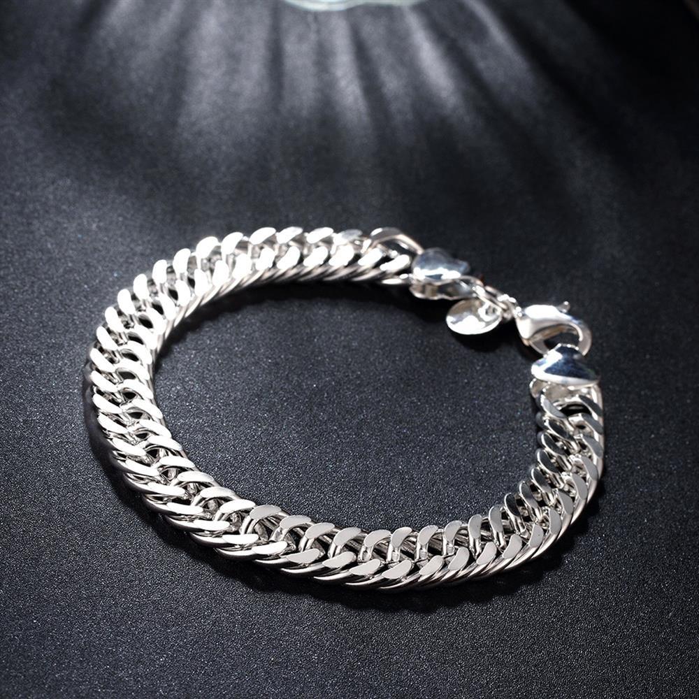 Hot charm 925 Stamp Silver color Bracelet for woman man 10MM classic Whip chain Wedding party Christmas Gifts fashion Jewelry