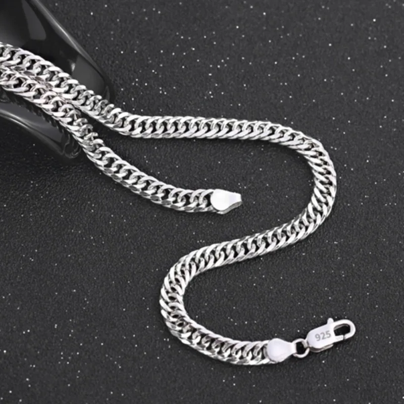 Fashion brand 925 Sterling Silver Necklace for men's classic personality 6MM chain 24 inches Christmas gifts party fine Jewelry