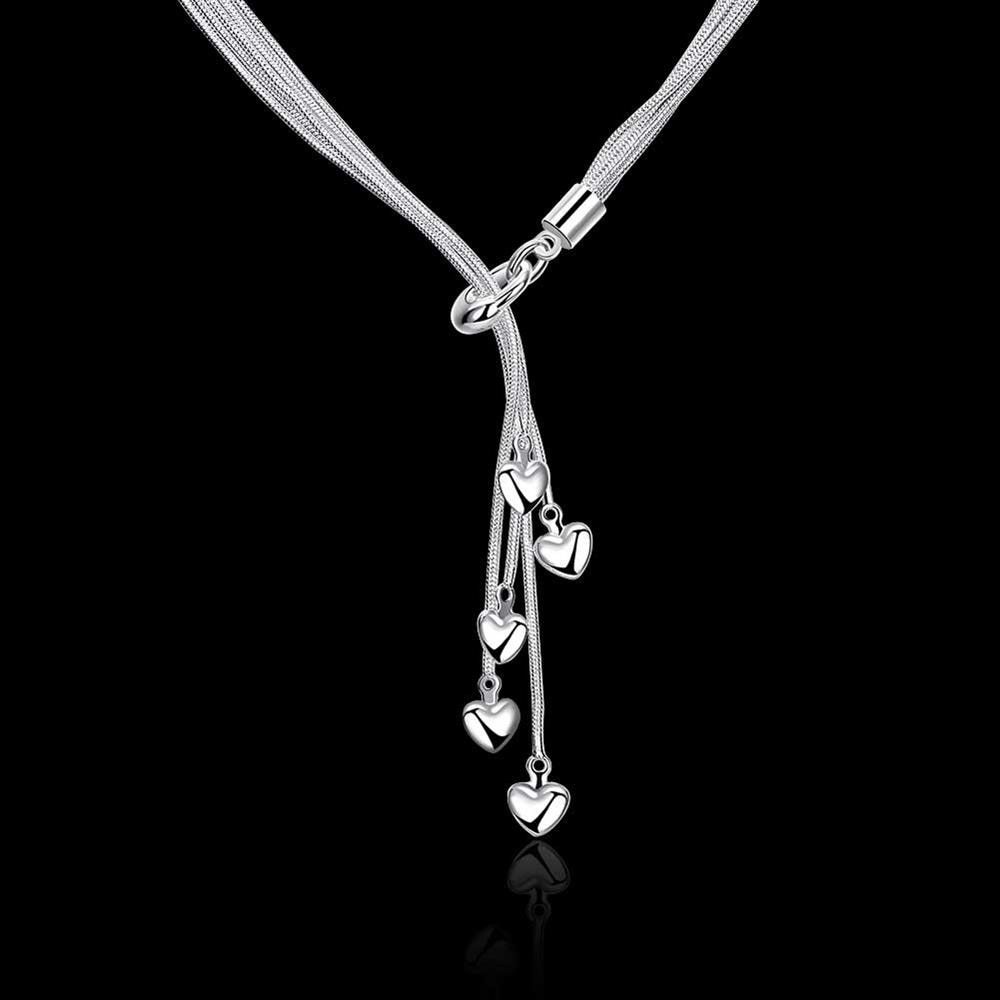 Hot sale 925 Stamp Silver color Necklace for women fine Jewelry Wild charm five heart fashion wedding party Christmas gifts