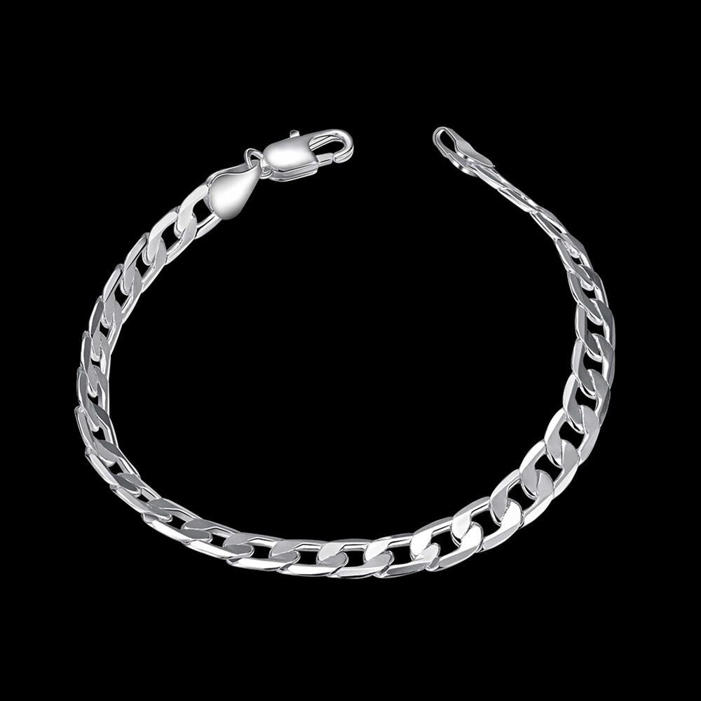Factory direct fashion 925 Stamp Silver color Bracelet for man woman 6MM geometric side chain fine jewelry Wedding party gifts