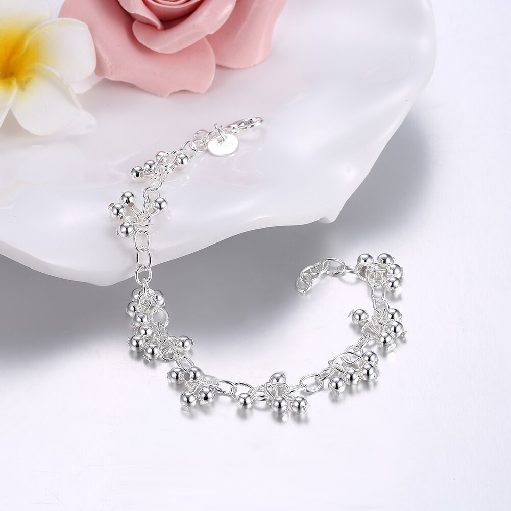 New charm 925 Stamp Silver color Bracelet for woman grape beads chain Wedding party Christmas Gifts fashion Jewelry