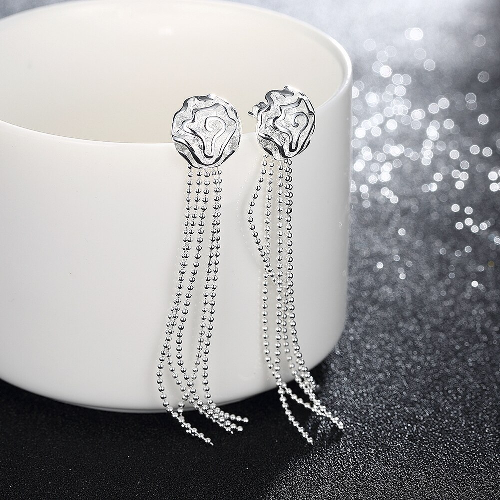 Fine 925 Stamp Silver color Jewelry set rose flower bangle rings Bracelets necklaces earring stud for women wedding gift