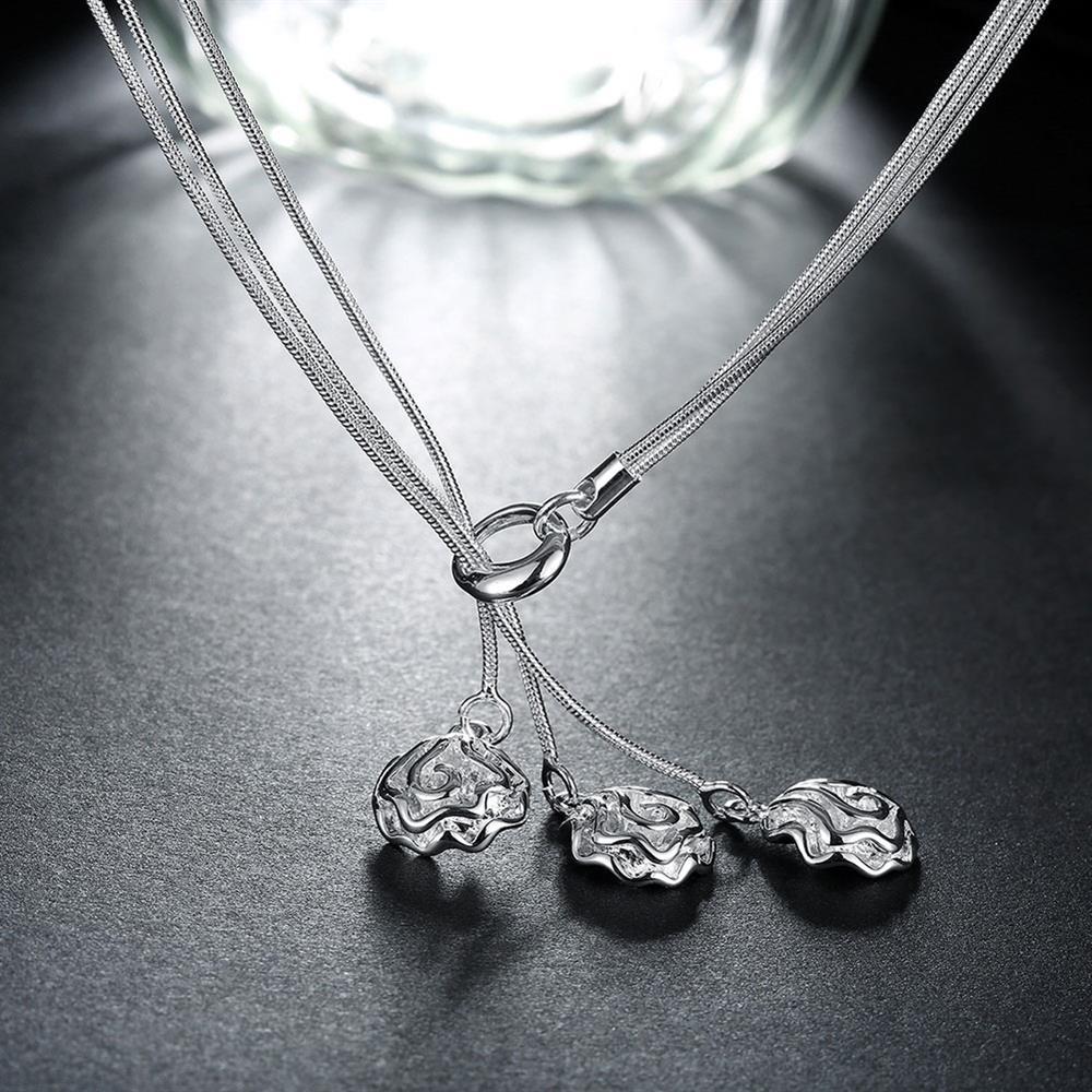 Fashion 925 Stamp Silver color Necklaces for woman Classic Jewelry 18 Inches Rose Flower chain wedding Party Christmas Gifts