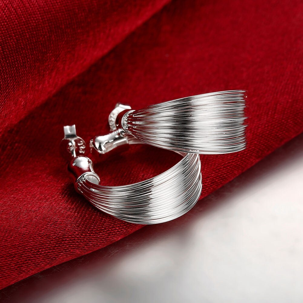 925 Stamp Silver color Earring for woman high quality Fashion Jewelry Retro line Ear hook earrings stud party gail Holiday Gifts