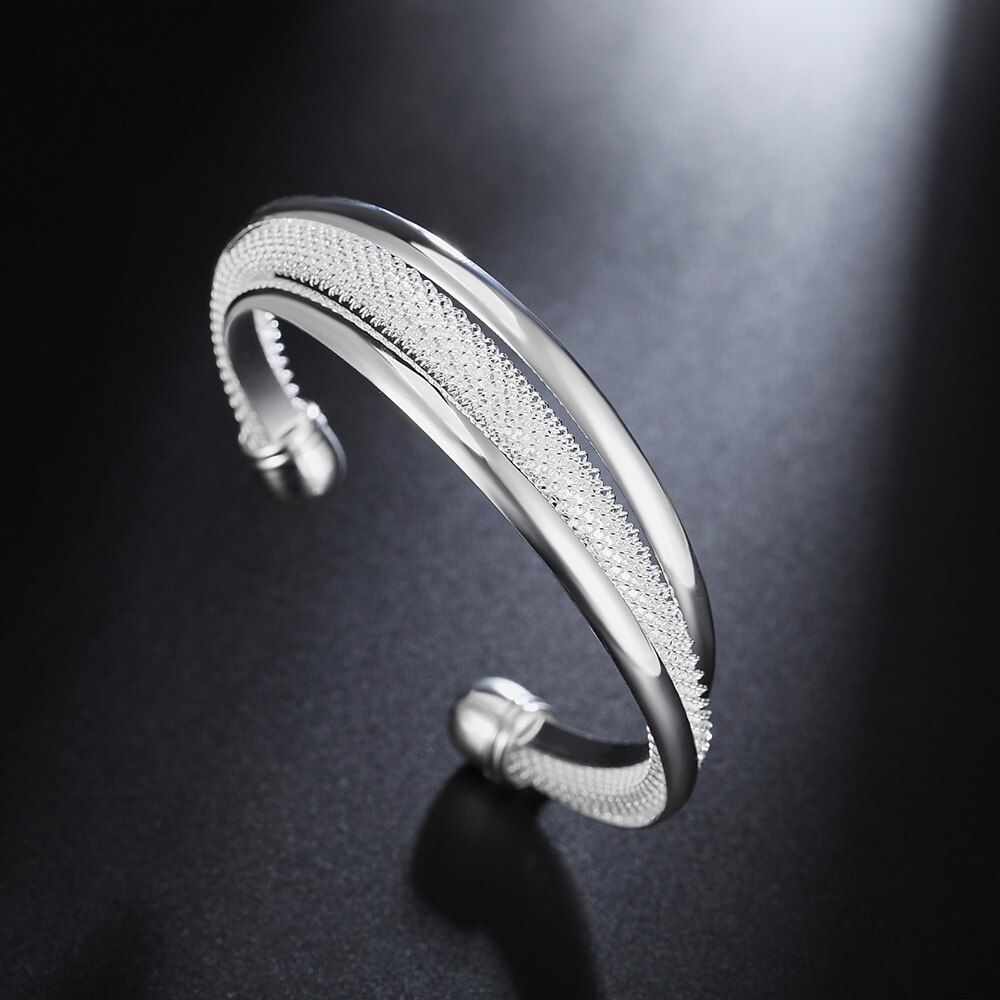 Fine hot  Silver Bracelets fine bangles for Women Fashion Wedding Party Christmas Gift charm Girl student Jewelry