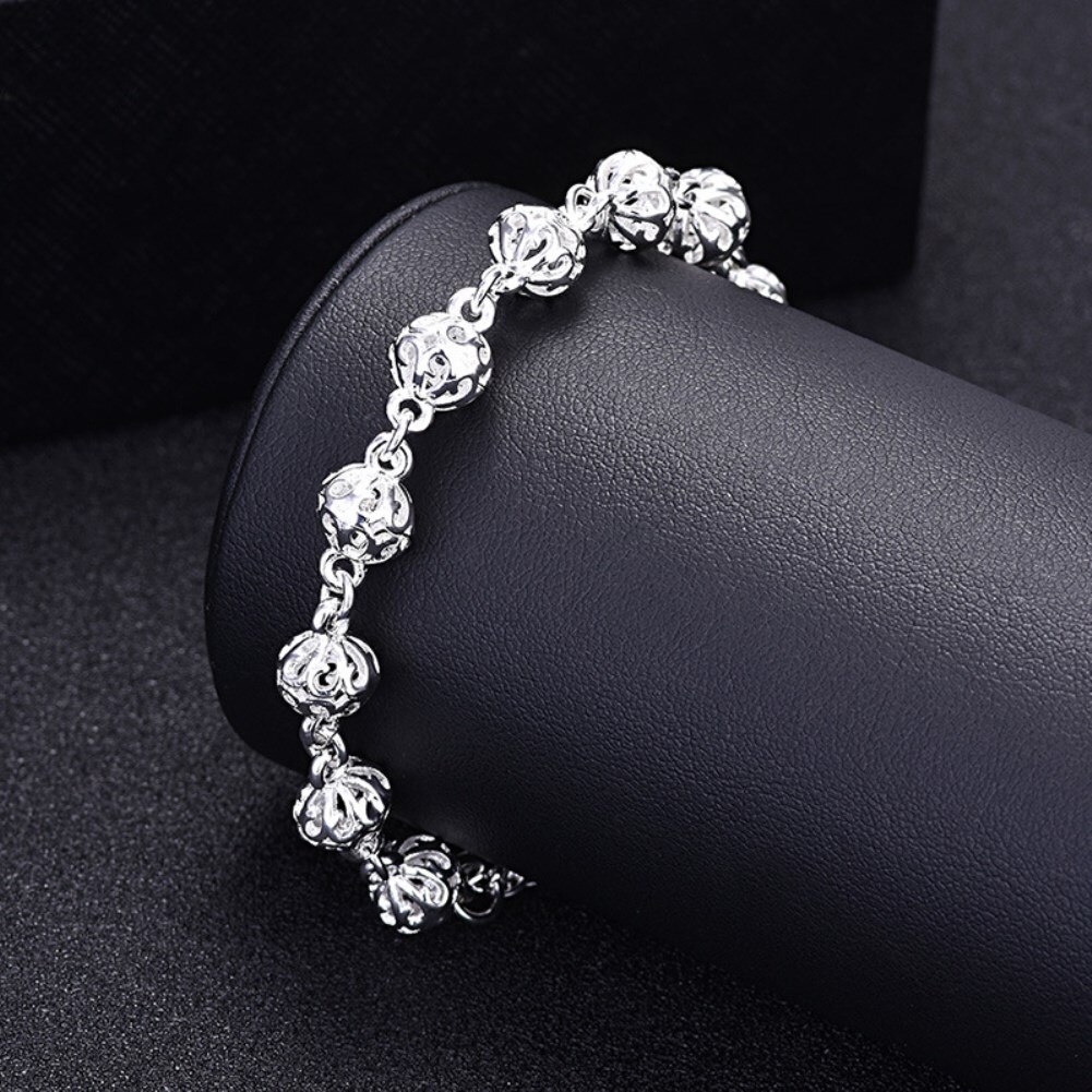 Special offer fashion 925 Stamp Silver color Bracelet for woman elegant Hollow ball chain fine luxury jewelry Wedding party gift