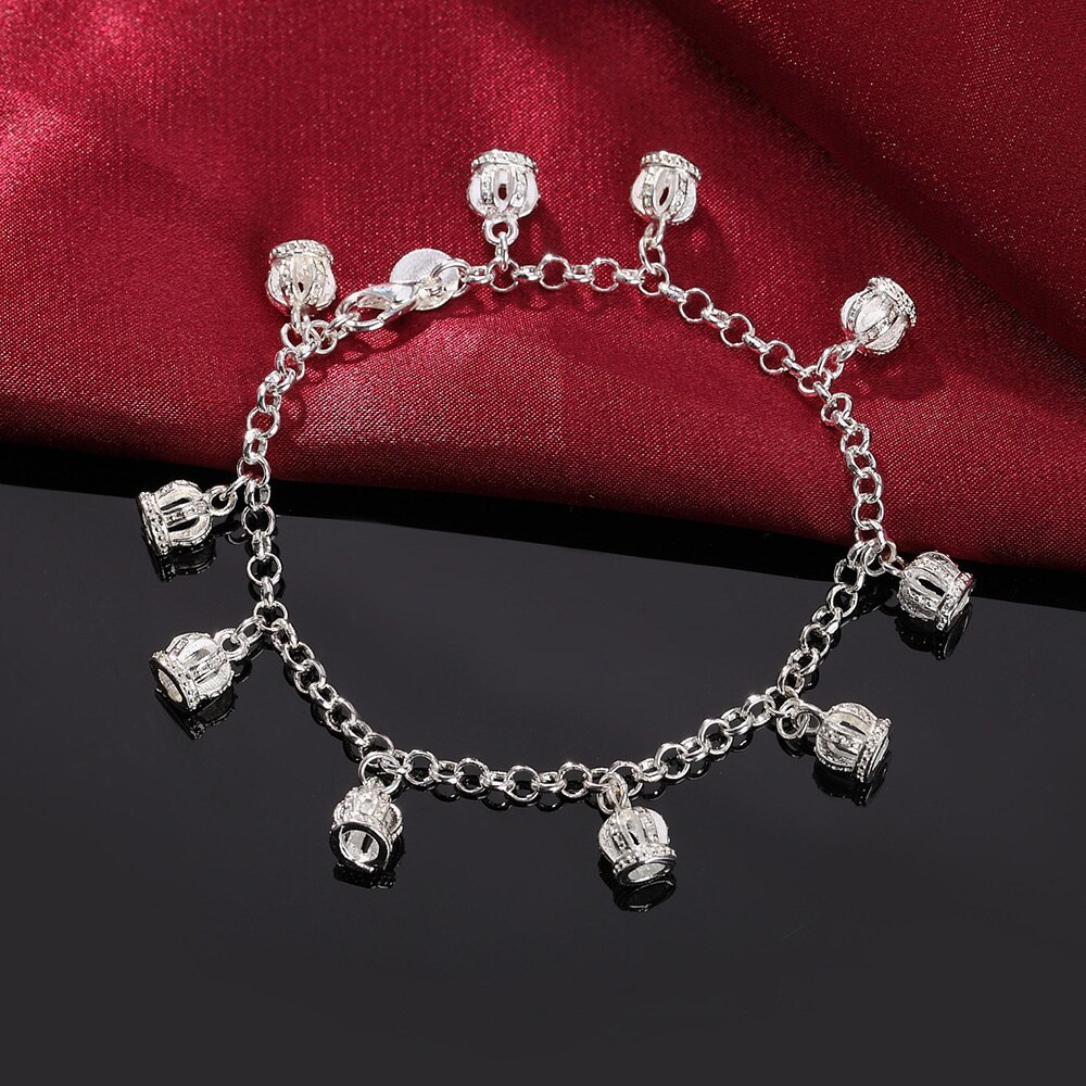 Special offer fashion 925 Stamp Silver color Bracelet for woman elegant crown chain fine luxury jewelry Wedding party lady gifts