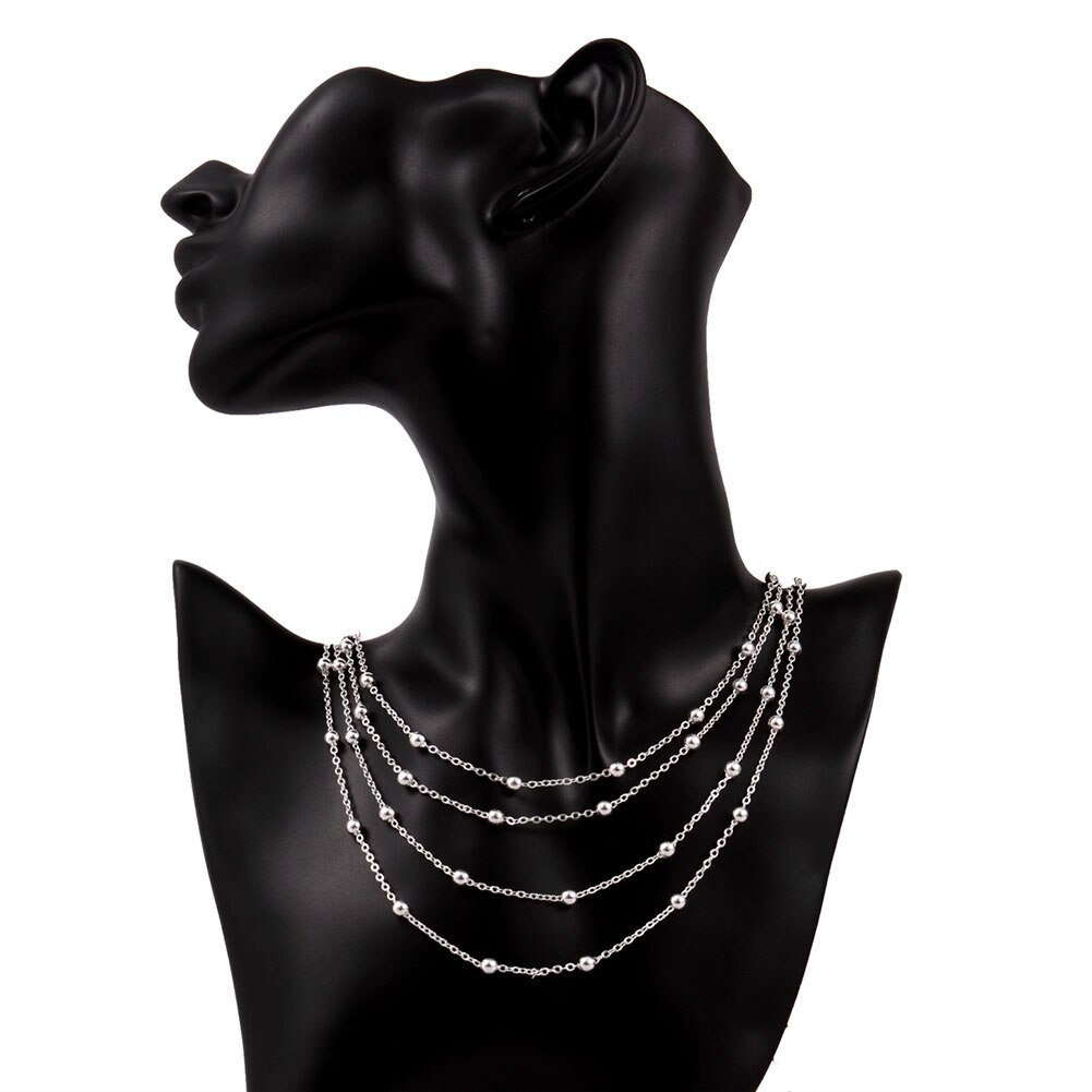 Hot noble 925 Stamp Silver color Fashion Jewelry 18 inches tassel Smooth Bead Chain Necklace For Women Wedding party Gift
