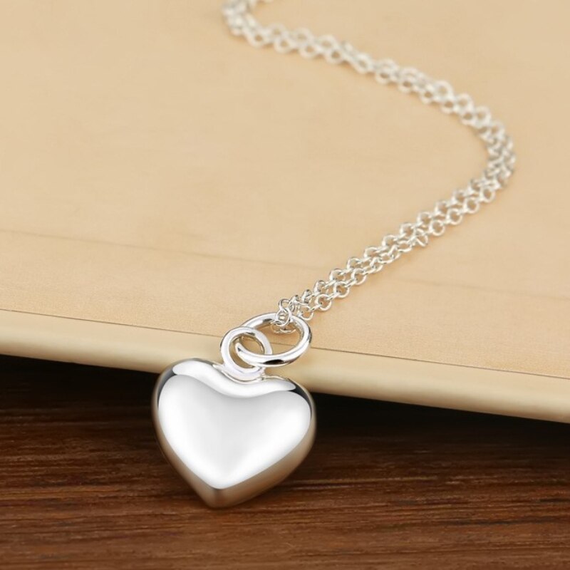 New charm 925 Stamp Silver color Romantic heart pendant necklaces earrings for women fashion wedding engagement Jewelry Sets