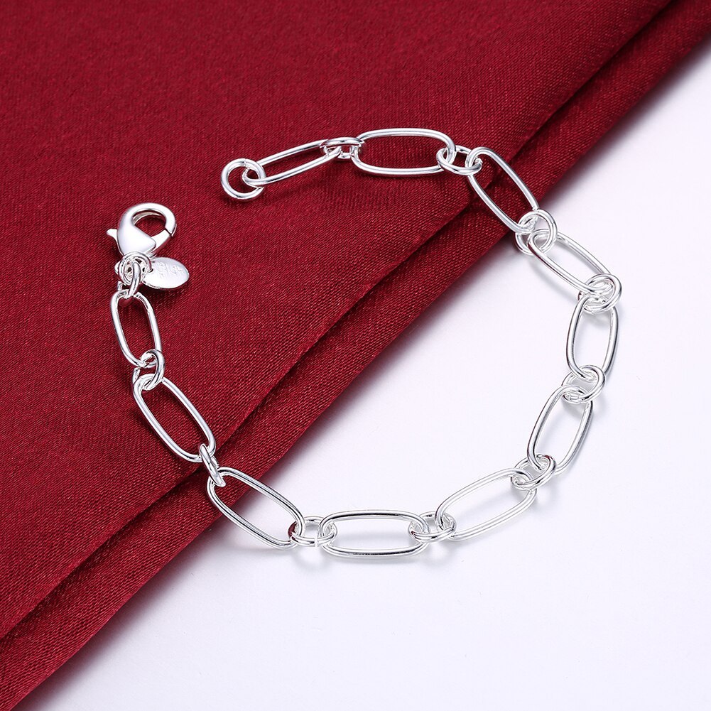 New popular 925 Stamp Silver color Bracelets circle chain for woman lady men classic Wedding party Gift fashion Jewelry