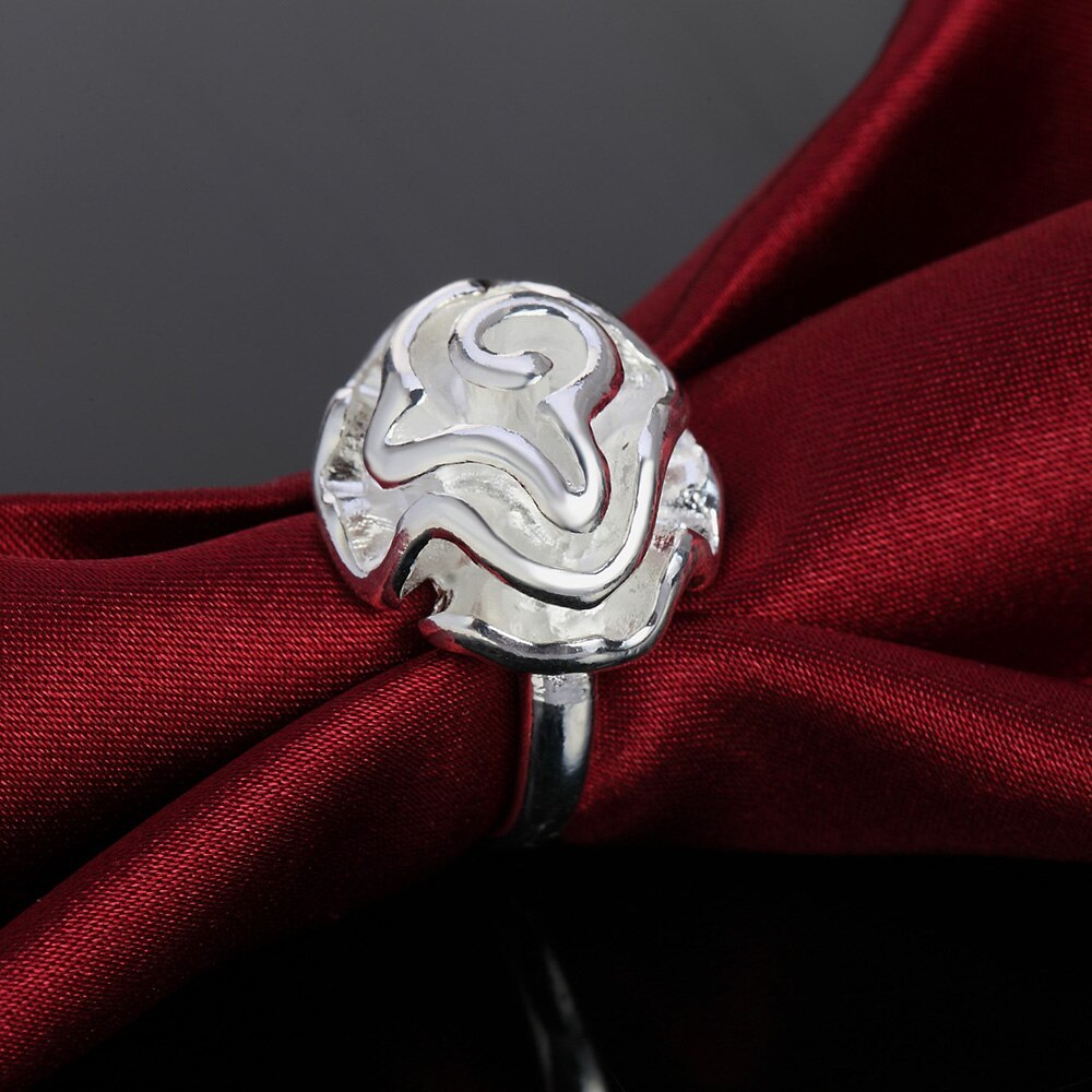 Fashion 925 Stamp Silver color rose flower pendant bangle Bracelets necklaces rings earrings stud Jewelry set for women Party