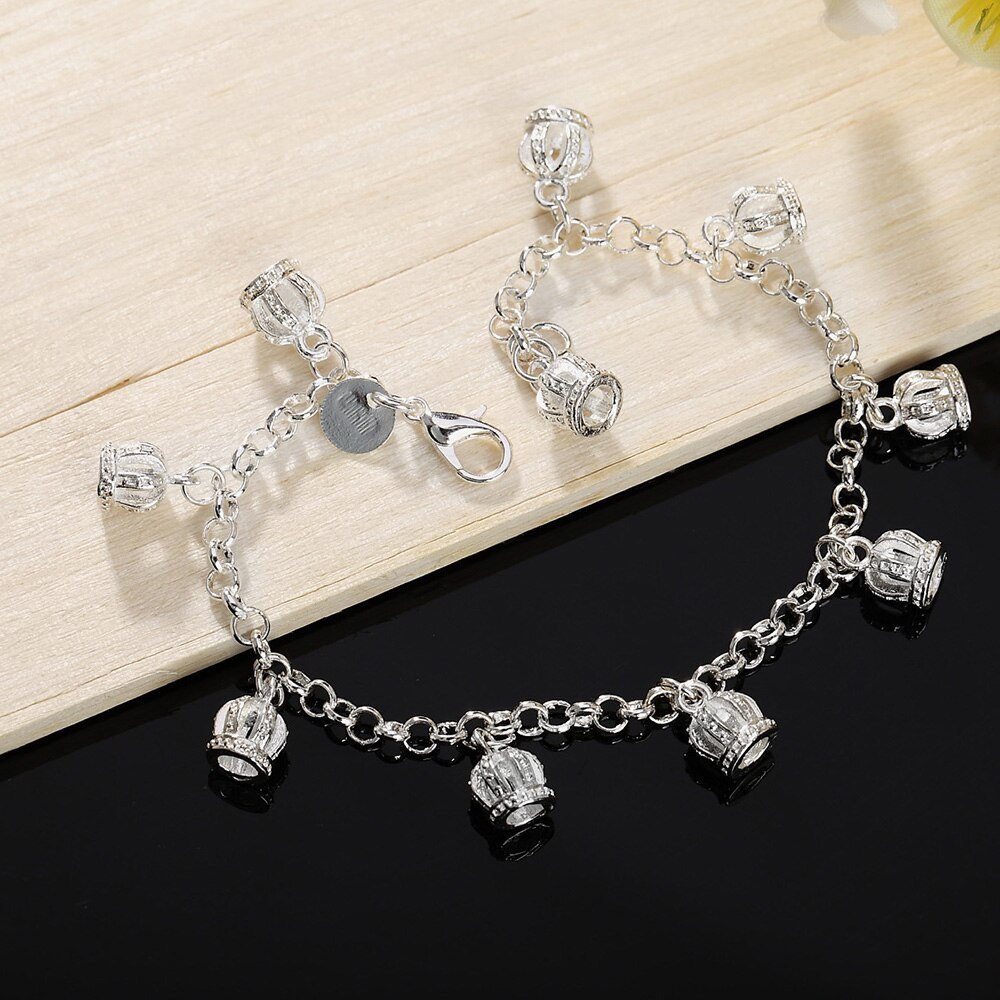 Special offer fashion 925 Stamp Silver color Bracelet for woman elegant crown chain fine luxury jewelry Wedding party lady gifts