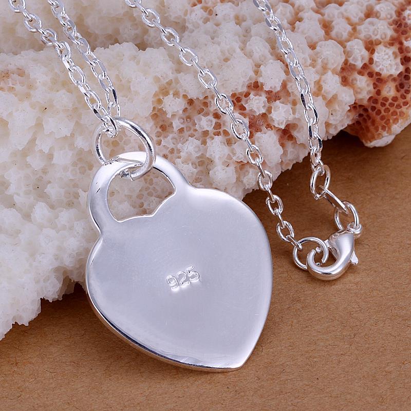 Charm 925 Stamp Silver color heart card Pendant Necklace for women Christmas gifts fashion luxury party wedding Jewelry