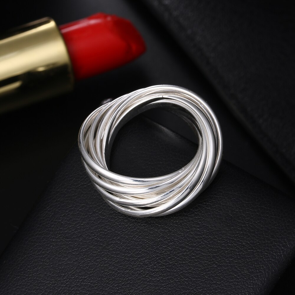 Charm 925 Stamp Silver color Nine Circles Rings For Women Fashion Folk-Custom Wedding Engagement Party Gifts lady fine Jewelry