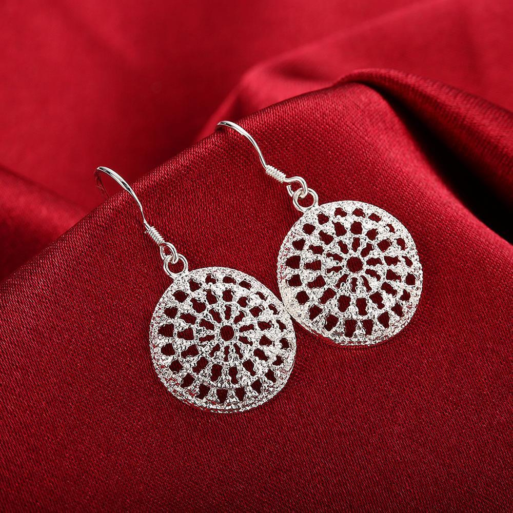 Hot new 925 Stamp Silver color Simple Retro Round necklace earrings Jewelry set for women Fashion Party wedding Christmas Gifts