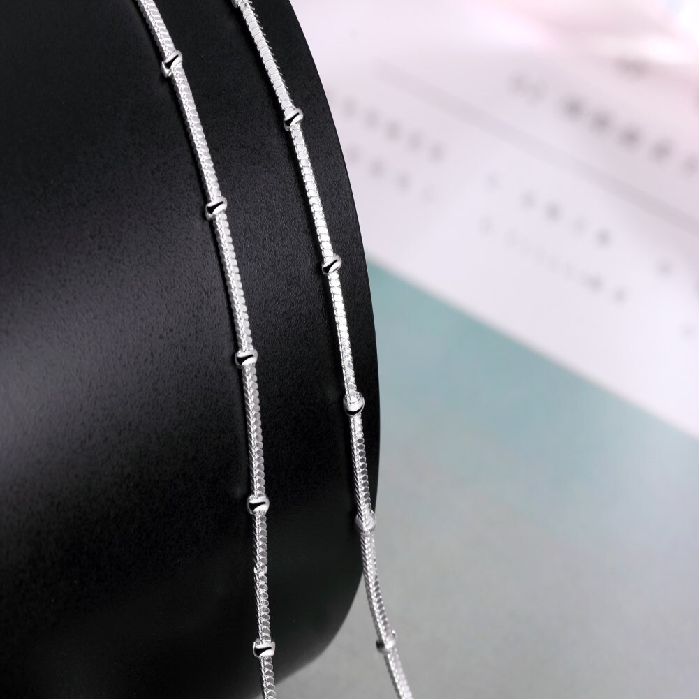 925 Stamp Silver color Fine classic beads Snake bone chain bracelets neckalce Jewelry sets for women man Fashion Party wedding