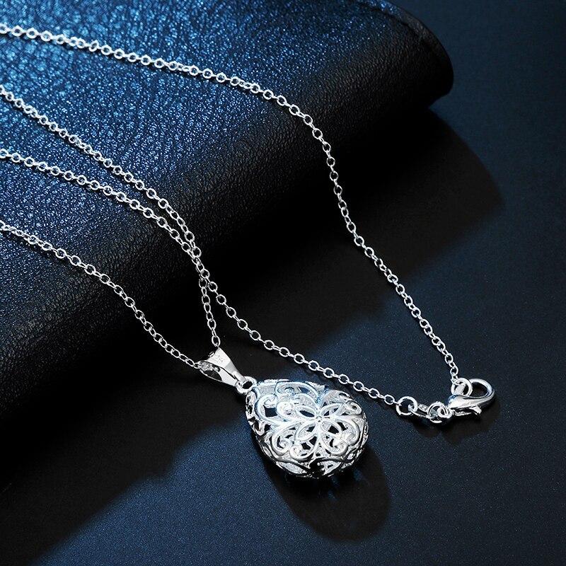 New 925 Stamp Silver Original designer Hollow water drop pendant necklace for women jewelry Luxury fashion party wedding gift
